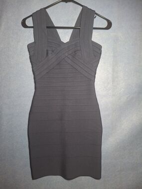 Signature Blue-Gray Bandage Mini Dress, Size XS